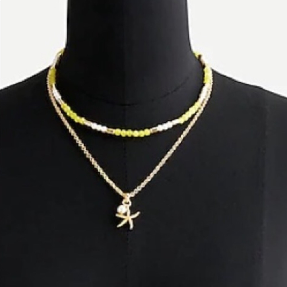 J Crew Sea Breeze Starfish Pearl layered Necklace